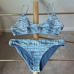 Shore Made in Cali Blue Patterned Two-Piece Bikini Set - Size Large